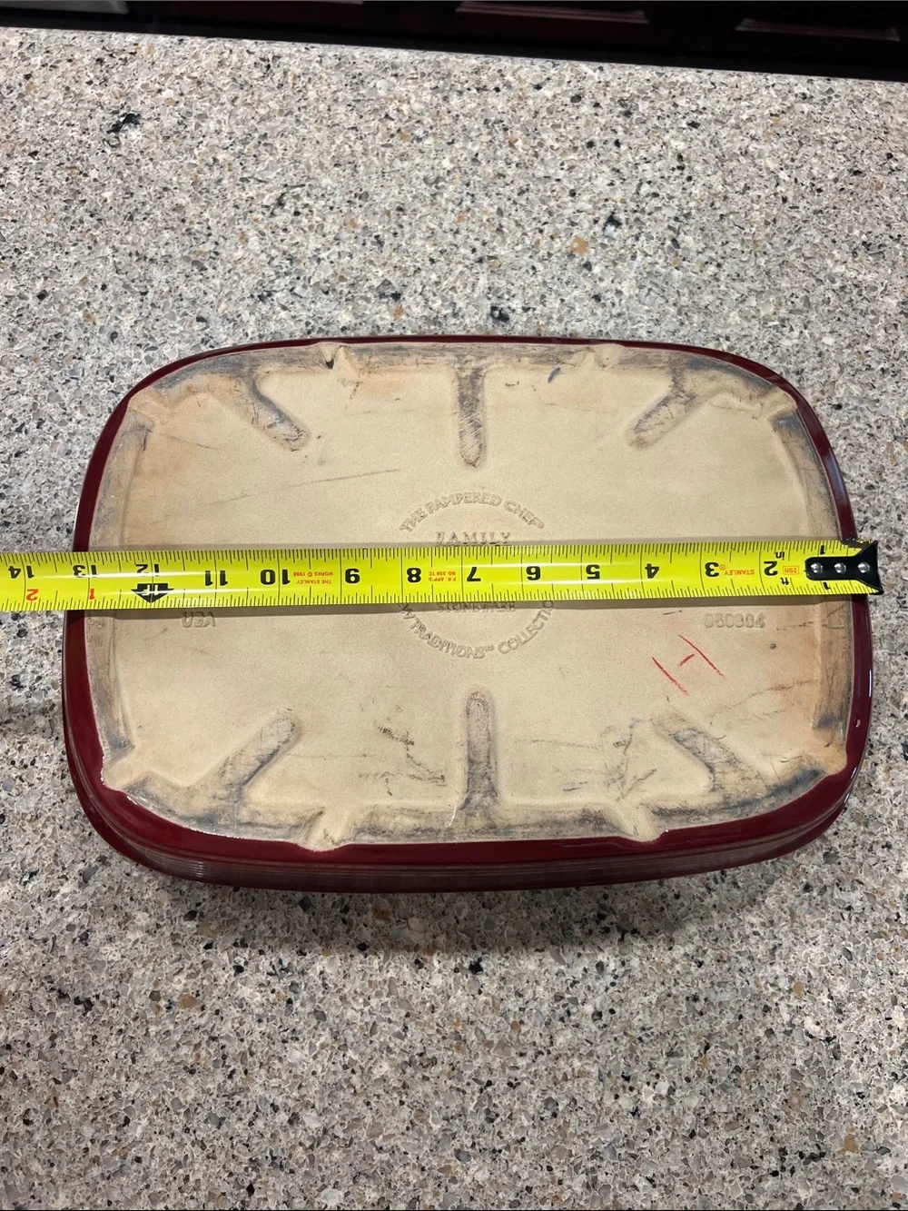 Pampered Chef heritage Cranberry Dish 9x13 Baker Stone Casserole Pan z22